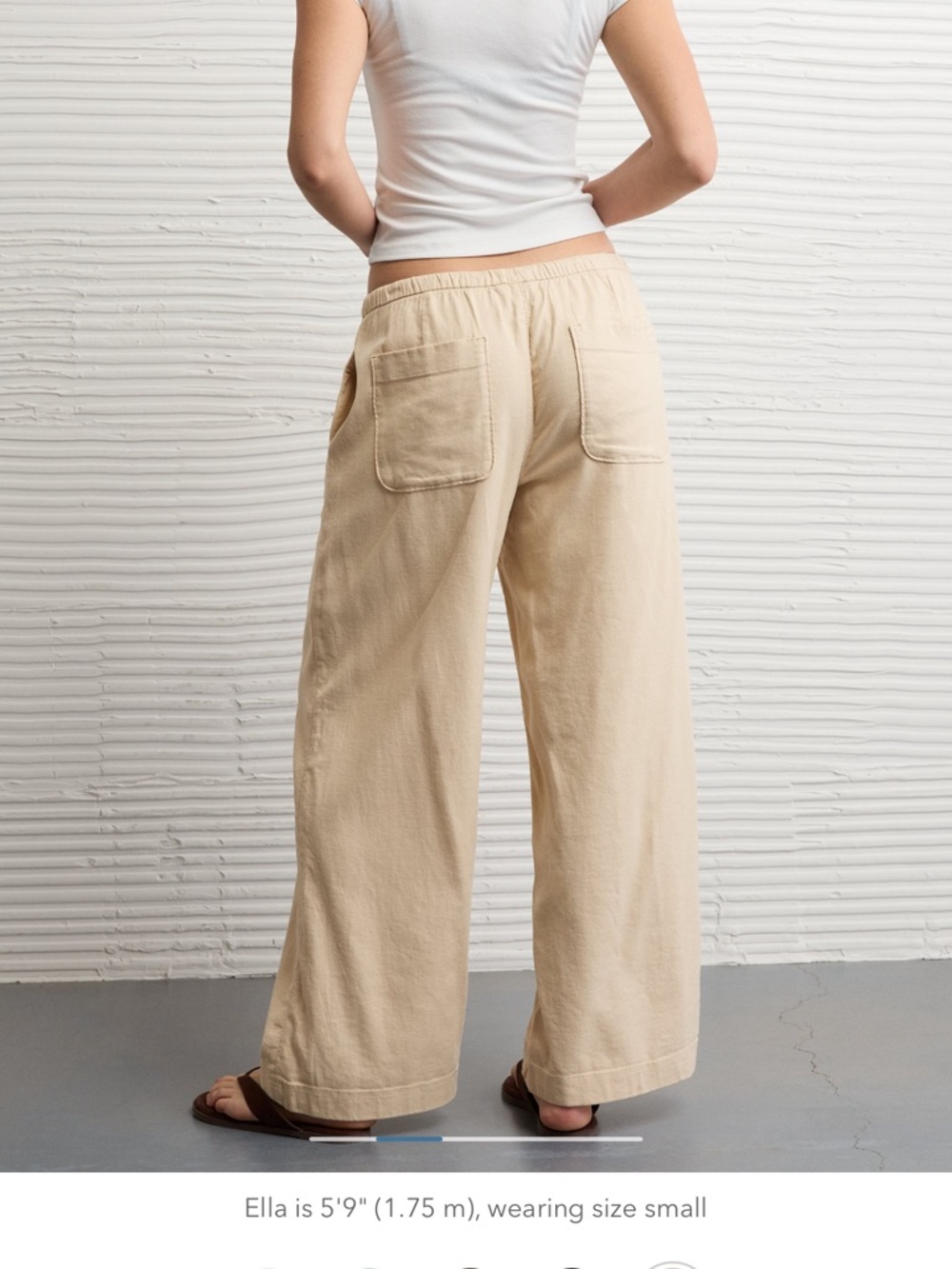 American Eagle Outfitters Drawstring linen-like Wide-Leg Pants in Beige - Picture 2 of 7